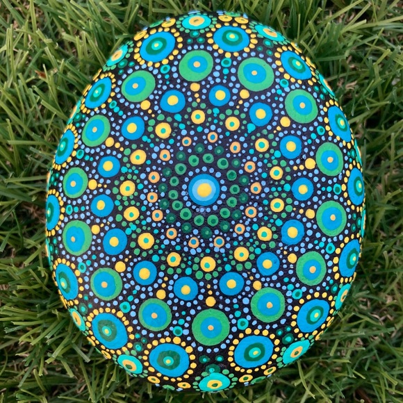 Other - Mandala Hand Painted River Rock 3.5”
